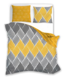Pościel bawełniana 220x200 Elegant 021 szara musztardowa geometria E 2023