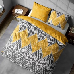Pościel bawełniana 220x200 Elegant 021 szara musztardowa geometria E 2023