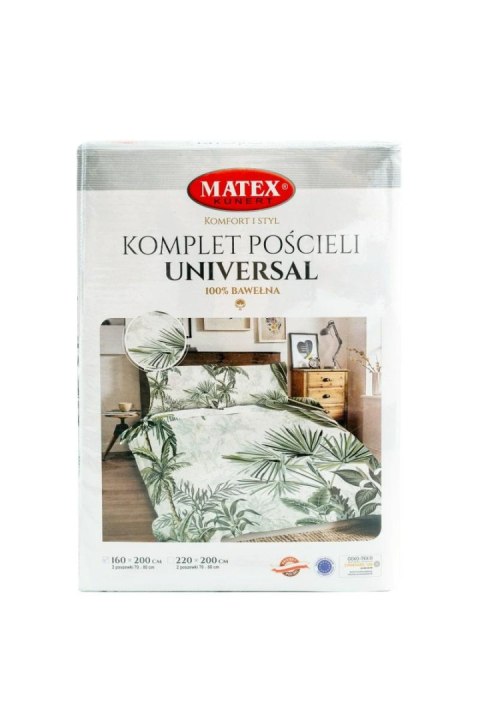 Pościel bawełniana 220x200 Liście palmy zielona Universal Matex Pościel bawełniana 220x200 Liście palmy zielona Universal Matex