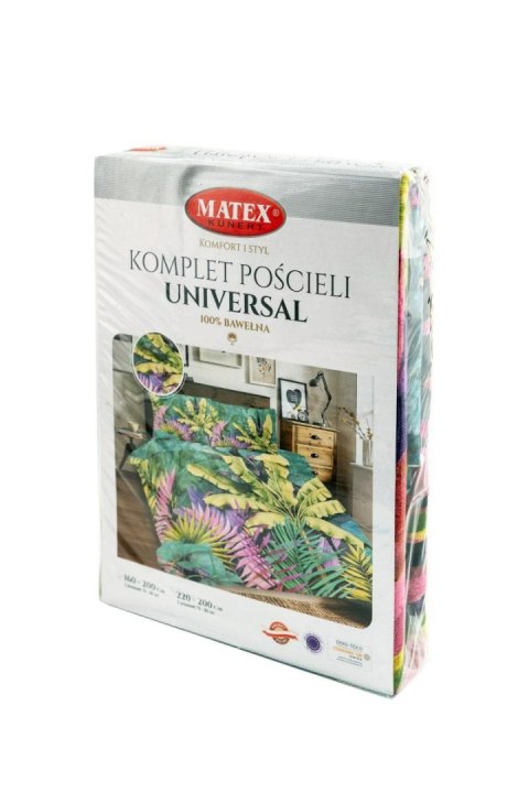 Pościel bawełniana 220x200 Liście zielona kolorowa Universal Matex Pościel bawełniana 220x200 Liście zielona kolorowa Universal Matex
