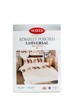 Pościel bawełniana 220x200 Pióra beżowa brązowa Universal Matex