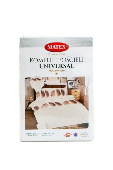 Pościel bawełniana 220x200 Pióra beżowa brązowa Universal Matex Pościel bawełniana 220x200 Pióra beżowa brązowa Universal Matex