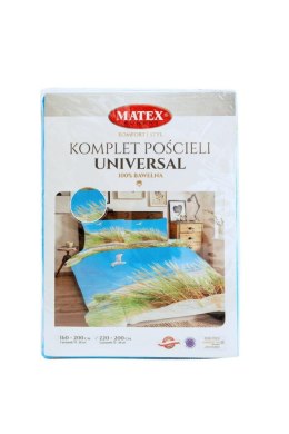 Pościel bawełniana 220x200 Plaża mewy trawa niebieska zielona Universal Matex