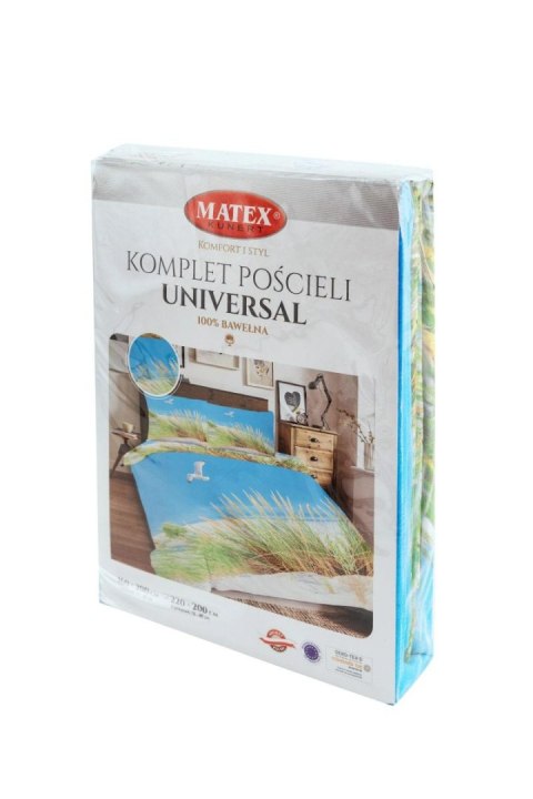 Pościel bawełniana 220x200 Plaża mewy trawa niebieska zielona Universal Matex Pościel bawełniana 220x200 Plaża mewy trawa niebieska zielona Universal Matex