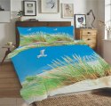 Pościel bawełniana 220x200 Plaża mewy trawa niebieska zielona Universal Matex Pościel bawełniana 220x200 Plaża mewy trawa niebieska zielona Universal Matex