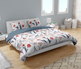 Pościel bawełniana 220x200 biała czerwona granatowa kwiaty 012 Fashion 23 Faro