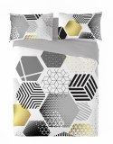 Pościel satynowa 160x200 geometria szara żółta Prestige 1 Pościel satynowa 160x200 geometria szara żółta Prestige 1