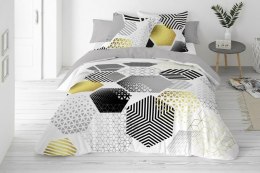 Pościel satynowa 160x200 geometria szara żółta Prestige 1