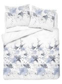 Pościel satynowa 180x200 biała niebieska kwiaty 4397 A Home Satin 122