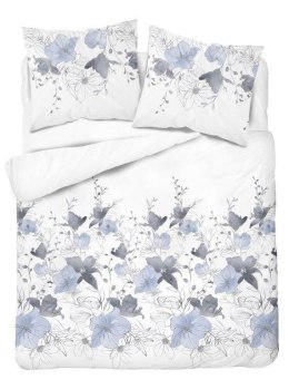 Pościel satynowa 180x200 biała niebieska kwiaty 4397 A Home Satin 122