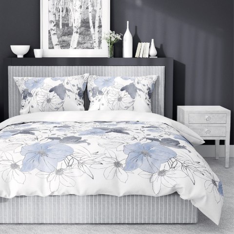 Pościel satynowa 180x200 biała niebieska kwiaty 4397 A Home Satin 122 Pościel satynowa 180x200 biała niebieska kwiaty 4397 A Home Satin 122