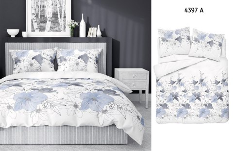 Pościel satynowa 180x200 biała niebieska kwiaty 4397 A Home Satin 122 Pościel satynowa 180x200 biała niebieska kwiaty 4397 A Home Satin 122