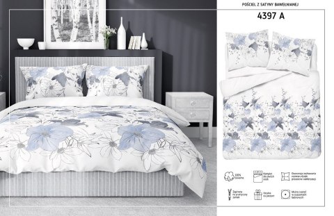 Pościel satynowa 180x200 biała niebieska kwiaty 4397 A Home Satin 122 Pościel satynowa 180x200 biała niebieska kwiaty 4397 A Home Satin 122