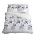 Pościel satynowa 180x200 biała niebieska kwiaty 4397 A Home Satin 122