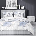 Pościel satynowa 220x200 biała niebieska kwiaty 4397 A Home Satin 122