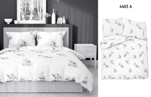 Pościel satynowa 220x200 biała niebieska kwiaty 4403 A Home Satin 122 Pościel satynowa 220x200 biała niebieska kwiaty 4403 A Home Satin 122
