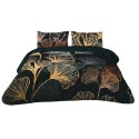 Pościel satynowa 220x200 liście miłorzębu czarna złota Prestige 1 Pościel satynowa 220x200 liście miłorzębu czarna złota Prestige 1