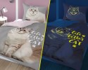 Pościel świecąca w ciemności 160x200 Kot szara różowa 4540 A Fluo 10