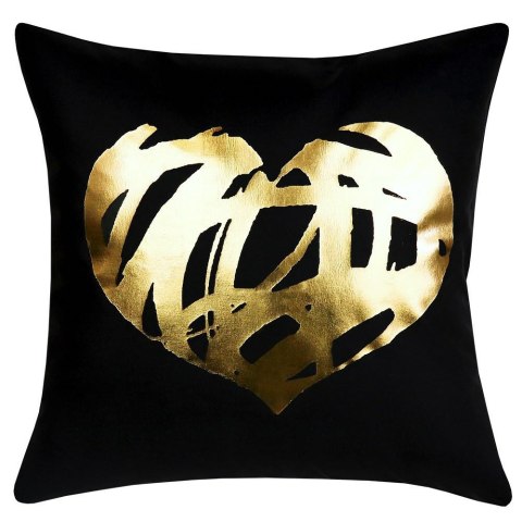 Poszewka dekoracyjna 40x40 Gold love serce czarna złota welurowa Domarex Poszewka dekoracyjna 40x40 Gold love serce czarna złota welurowa Domarex