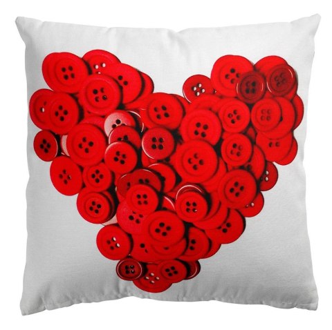Poszewka dekoracyjna 43x43 Jess Eco Buttons Serce biała czerwona Domarex Poszewka dekoracyjna 43x43 Jess Eco Buttons Serce biała czerwona Domarex