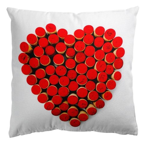 Poszewka dekoracyjna 43x43 Jess Eco Cork Serce biała czerwona Domarex Poszewka dekoracyjna 43x43 Jess Eco Cork Serce biała czerwona Domarex