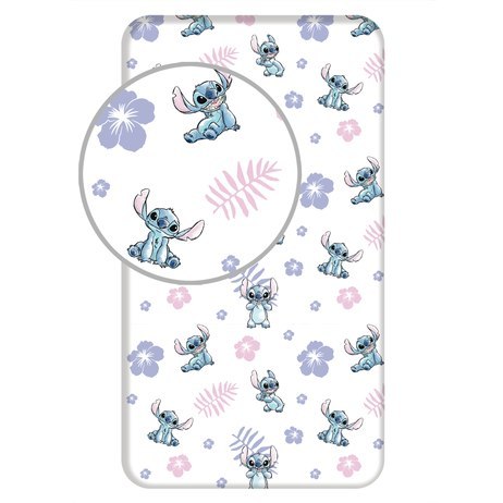 Prześcieradło bawełniane z gumką 90x200 Lilo i Stitch białe kolorowe dla dzieci JF 02 Prześcieradło bawełniane z gumką 90x200 Lilo i Stitch białe kolorowe dla dzieci JF 02