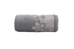 Ręcznik Paloma 2 50x100 popielaty kwiatki 450g/m2 Greno