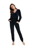 Dres damski długi 311 welurowy XL granatowy jednobarwny Luna Dres damski długi 311 welurowy XL granatowy jednobarwny Luna
