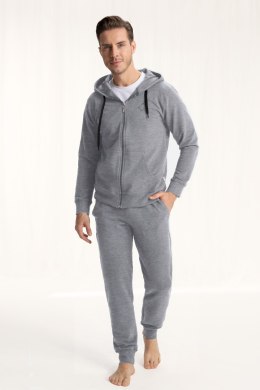 Dres męski 890 szary melanż 3XL bawełniany rozpinany z kapturem