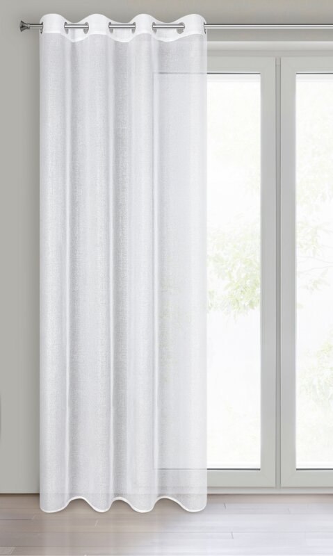 Firana 140x250 Lena biała srebrna z błyszczącym nadrukiem gotowa na przelotkach Eurofirany Firana 140x250 Lena biała srebrna z błyszczącym nadrukiem gotowa na przelotkach Eurofirany