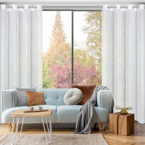 Firana 140x250 Lena biała srebrna z błyszczącym nadrukiem gotowa na przelotkach Eurofirany Firana 140x250 Lena biała srebrna z błyszczącym nadrukiem gotowa na przelotkach Eurofirany