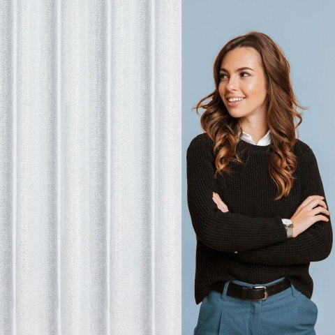 Firana 140x250 Lena biała srebrna z błyszczącym nadrukiem gotowa na przelotkach Eurofirany Firana 140x250 Lena biała srebrna z błyszczącym nadrukiem gotowa na przelotkach Eurofirany