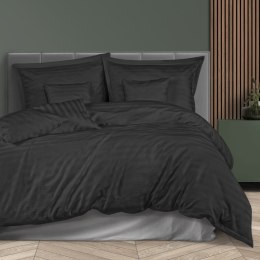 Pościel bambusowa 160x200 czarna paski satyna bawełniana jednobarwna 2 poszewki 70x80 Bamboo 23