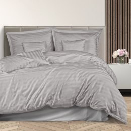 Pościel bambusowa 220x200 szara paski satyna bawełniana jednobarwna 2 poszewki 70x80 Bamboo 23