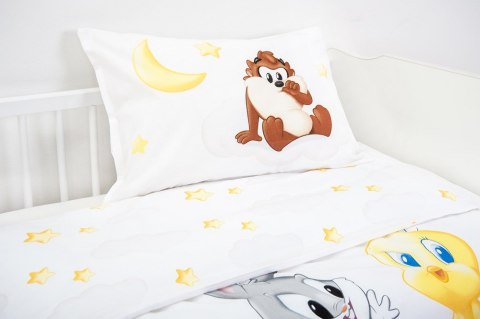 Pościel bawełniana 100x135 Looney Tunes kto dogoni królika biała żółta dziecięca do łóżeczka H23 Pościel bawełniana 100x135 Looney Tunes kto dogoni królika biała żółta dziecięca do łóżeczka H23