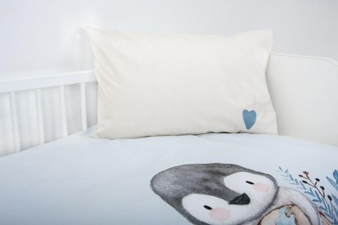Pościel bawełniana 100x135 Pingwin kremowa błękitna dziecięca do łóżeczka H23 Pościel bawełniana 100x135 Pingwin kremowa błękitna dziecięca do łóżeczka H23