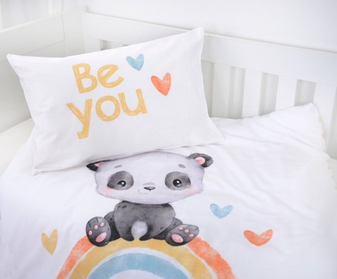Pościel bawełniana 100x135 Tęczowa panda biała kolorowa dziecięca do łóżeczka H23 Pościel bawełniana 100x135 Tęczowa panda biała kolorowa dziecięca do łóżeczka H23