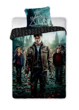 Pościel bawełniana 135x200 Harry Potter 003 czarna turkusowa ciemna młodzieżowa poszewka 80x80 Faro