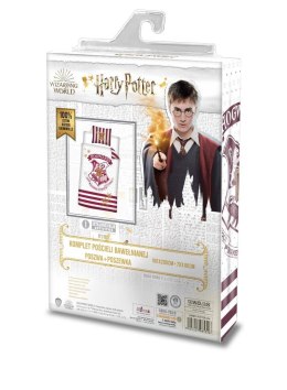 Pościel bawełniana 140x200 Harry Potter 004 Herb biała bordowa młodzieżowa poszewka 70x90 Faro
