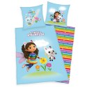 Pościel bawełniana 140x200 Koci domek Gabi niebieska kolorowa poszewka 70x90 H23 Pościel bawełniana 140x200 Koci domek Gabi niebieska kolorowa poszewka 70x90 H23