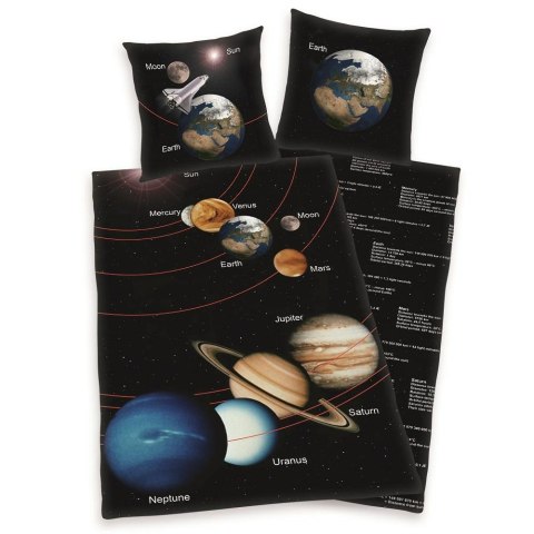 Pościel bawełniana 140x200 Kosmos planety czarna kolorowa poszewka 70x90 H23 Pościel bawełniana 140x200 Kosmos planety czarna kolorowa poszewka 70x90 H23