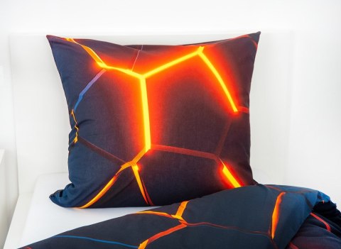 Pościel bawełniana 140x200 Lava 3D granatowa pomarańczowa poszewka 70x90 H23 Pościel bawełniana 140x200 Lava 3D granatowa pomarańczowa poszewka 70x90 H23