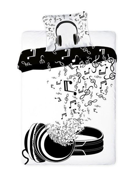 Pościel bawełniana 140x200 Music młodzieżowa słuchawki poszewka 70x90 Faro 23 Pościel bawełniana 140x200 Music młodzieżowa słuchawki poszewka 70x90 Faro 23