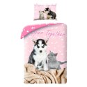Pościel bawełniana 140x200 Pies i Kot różowa CD-0037BL poszewka 70x90 + worek bawełniany Halantex Pościel bawełniana 140x200 Pies i Kot różowa CD-0037BL poszewka 70x90 + worek bawełniany Halantex