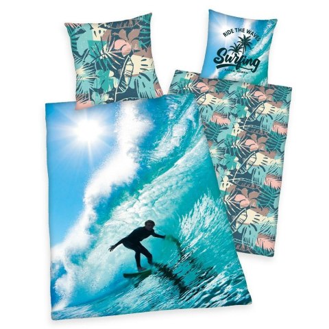 Pościel bawełniana 140x200 Surfer Hawaje poszewka morska niebieska 70x90 H23 Pościel bawełniana 140x200 Surfer Hawaje poszewka morska niebieska 70x90 H23