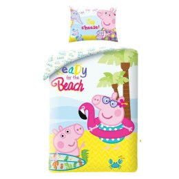 Pościel bawełniana 140x200 Świnka Peppa kolorowa PE-3266BL poszewka 70x90 + worek bawełniany Halantex