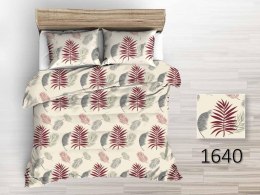 Pościel z kory 160x200 liście beżowa bordowa 1640N Darymex