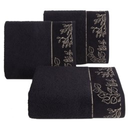 Ręcznik 70x140 Victoria 7 czarny złoty liście 500g/2 frotte Limited Collection Eurofirany