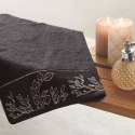Ręcznik 70x140 Victoria 7 czarny złoty liście 500g/2 frotte Limited Collection Eurofirany