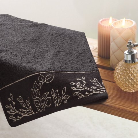 Ręcznik 70x140 Victoria 7 czarny złoty liście 500g/2 frotte Limited Collection Eurofirany Ręcznik 70x140 Victoria 7 czarny złoty liście 500g/2 frotte Limited Collection Eurofirany